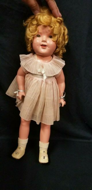 20 " Vintage Ideal Shirley Temple Composition Doll W/ Party Dress