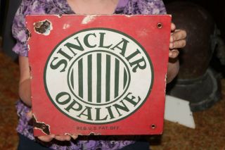 Rare Vintage C.  1930 Sinclair Gasoline Gas Pump Plate 12 " Porcelain Metal Sign