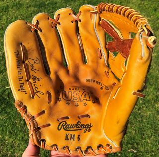 Vintage Rawlings Bob Grich Km6 Baseball Glove Left Handed - Lht - Usa Made - Nos
