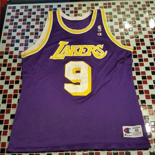 Vtg 90s Nick Van Exel Los Angeles La Lakers Champion Basketball Jersey Usa Sz 48