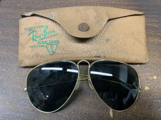 Vintage 1950s - 1960s Era Bausch & Lomb B&l Ray Ban Aviator Sunglasses 1/10 12k Gf