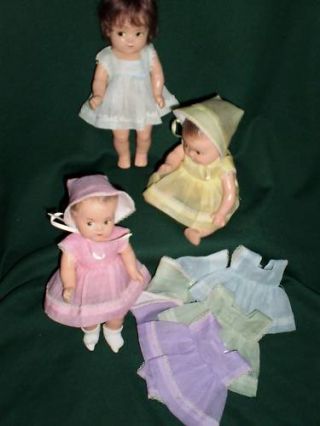 Set 5 Dresses Dionne Quintuplets 11 " Doll Quints Made W/ Vintage Look Organdy