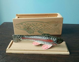 Rare 1986 Signed & Dated Carl Christainsen Rainbow Trout Lure Decoy