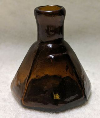 Antique Open Pontil Umbrella Ink Bottle Amber England