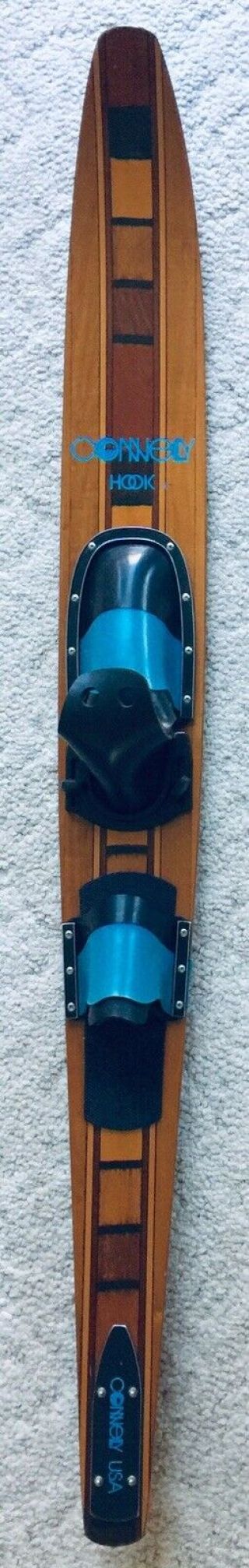 Vintage Connelly Hook Mahogany Wood Inlay Slalom Water Ski 63”