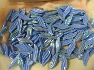 1.  5 Gross Vintage Blueab Glass Leaves In 3 Packages 22x7mm Western Germany C97