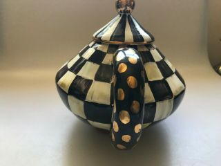 VINTAGE MACKENZIE CHILDS COURTLY CHECK POTTERY CERAMIC LARGE TEAPOT 4