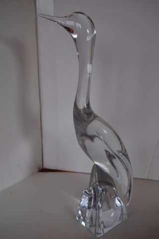 Vintage Daum Crystal Stork/heron/crane/egret Birds Art Glass Figurine