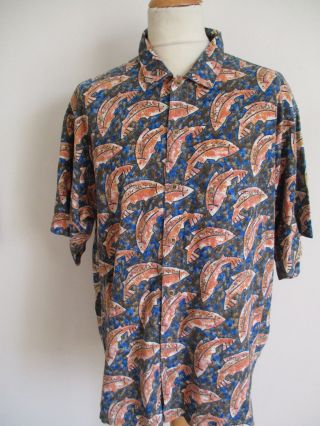 Vtg Patagonia Fish Print All Over Shirt 1990s Size Xl