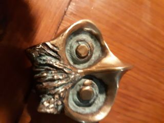 Vintage ADETTO EID bronze owl paperweight heavy brass collectible 5