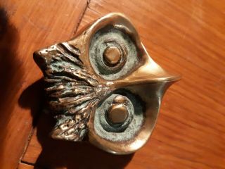 Vintage ADETTO EID bronze owl paperweight heavy brass collectible 6