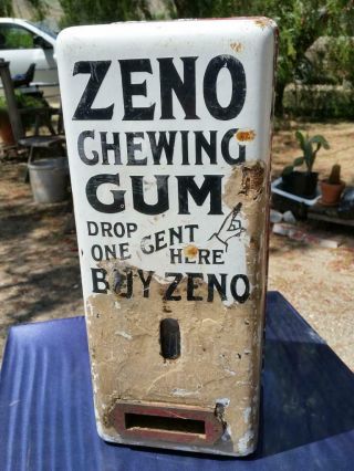 Zeno Chewing Gum Vending Machine Rare White And Black Mechanism