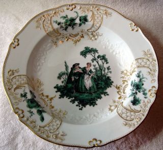 A Antique Meissen Bowl With A Courting Couple