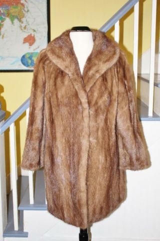 Vintage Autumn Haze Mink Fur Coat Stroller Jacket Women 