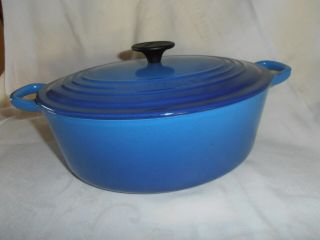 VINTAGE LE CREUSET ENAMEL CAST IRON 5 QT OVAL ROASTER 29 MADE IN FRANCE EX.  CON 2