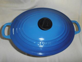 VINTAGE LE CREUSET ENAMEL CAST IRON 5 QT OVAL ROASTER 29 MADE IN FRANCE EX.  CON 3
