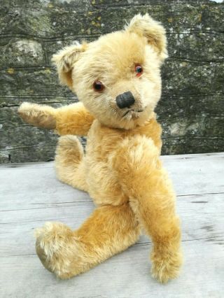 OLD VINTAGE ANTIQUE 1930 ' s FARNELL GOLD MOHAIR TEDDY BEAR SOFT TOY 19 
