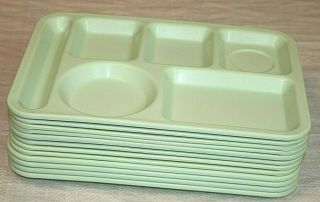 12 Carlisle Serving Cafeteria Trays School Lunch Vtg Green 6 Compartment 10x14 "