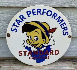 Vintage Star Performer Standard Gasoline Porcelain Pump Plate Sign