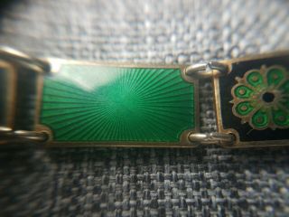 NORWEGIAN NORWAY DAVID - ANDERSEN 925S GREEN ENAMEL GUILLOCHE BRACELET 4