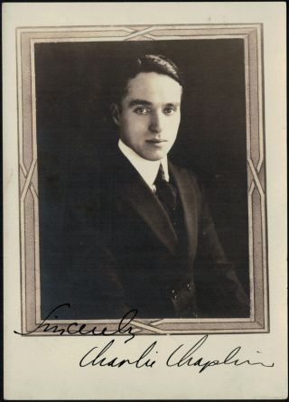 Rare Vintage 5x7 Facsimile Signed Charlie Chaplin Silent Film Movie Star Photo