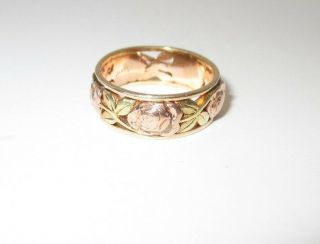 Vtg 14k Jabel Eternity Wedding Band Ring Carved Yellow Rose Gold Sz 6.  75 6.  4 Gr