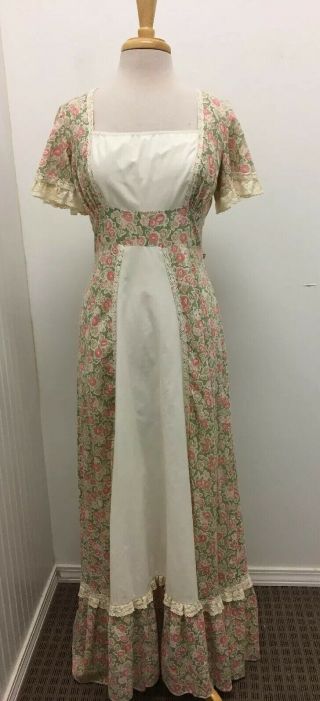 Vintage Gunne Sax By Jessica San Francisco Prairie Ivory Floral Lace Dress Sz 11