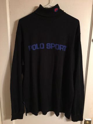 Vtg 90s Ralph Lauren Polo Sport Ski P Wing Turtle Neck Sweatshirt Sweater Xl B4