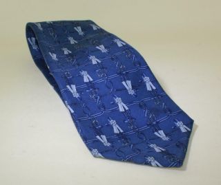 VINTAGE HERMES PARIS 673OA 100 SILK BLUE/GRAY BRIDLE & RIBBONS MEN ' S TIE 2