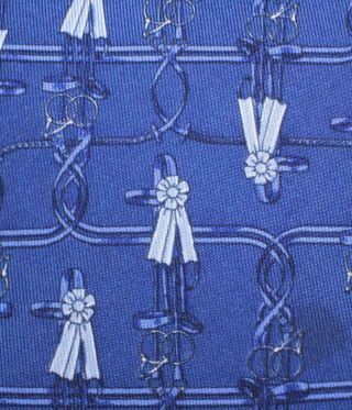 VINTAGE HERMES PARIS 673OA 100 SILK BLUE/GRAY BRIDLE & RIBBONS MEN ' S TIE 4