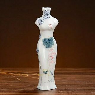 Rare Chinese Blue And White Porcelain Hand Painted Cheongsam Vase Sy