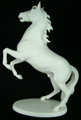 Vintage 1970 Goebel White Porcelain Large Stallion Horse Figurine Signed Bochman