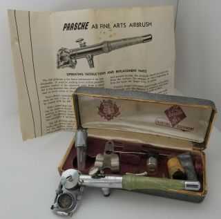 Vintage Paasche Type " Ab " Airbrush In Case W/ Paperwork And Accessories
