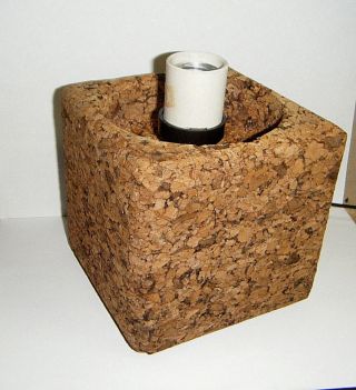 Mcm Vtg 1960s - 70s Modern 5 " Cube Cork Table Lamp Base