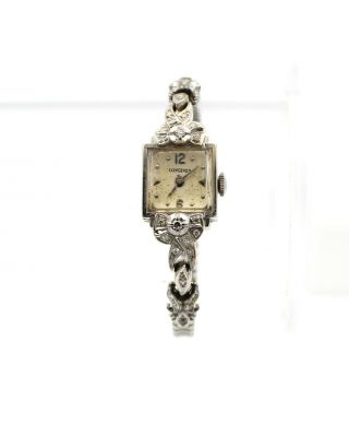 Vintage 14k White Gold And Diamond Longines Mechanical Watch.  34 Ctw Nr 5061 - 9