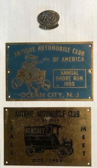 Vintage Antique Automobile Club Of America Metal Souvenir Plates
