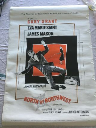 Authentique Vintage Movie Poster North By Northwest Movie,  Alfred Hitch