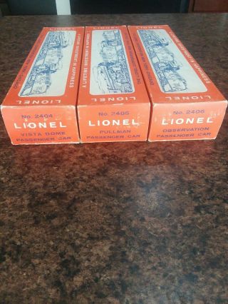 Pw Lionel 1960s Set Of 3 2404 2405 2406 W/ Boxes Rare Item 374
