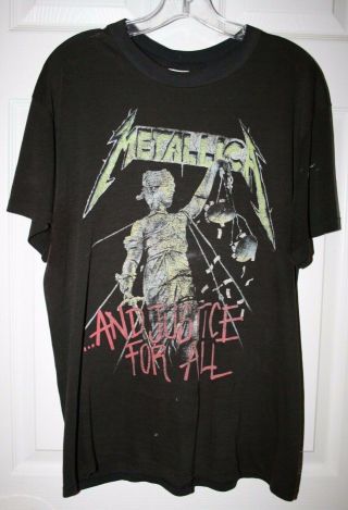Vintage Metallica Band Shirt And Justice For All 88/89 Tour Single Stitch Large