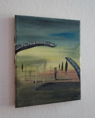Rare Oil On Canvas Painting Of Surreal Landscape,  Signed,  Salvador Dali With