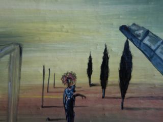 Rare oil on canvas painting of Surreal landscape,  signed,  Salvador Dali with 7