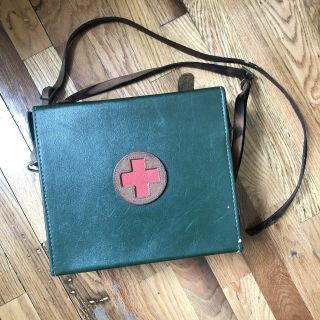 Vintage 1950’s Leather Soviet Military First Aid Kit Medic Army Bag