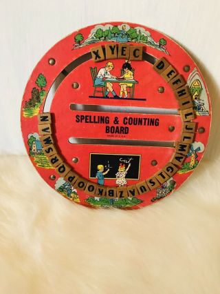 Wooden Spelling & Counting Board Made In The U.  S.  Vintage Educational Toy