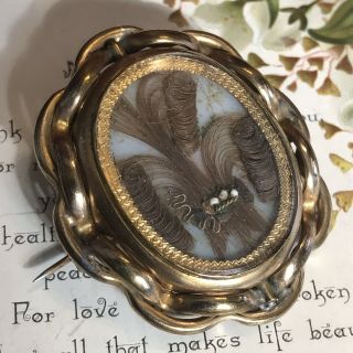 Antique Victorian Swivel Hair Picture Mourning/lovers Photo Locket Brooch /pin