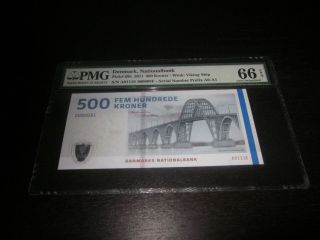 Denmark Serial Number 8 Rare 500 Kroner P 68b 2011 Pmg Gem Unc 66 Epq