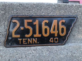 1940 Tennessee License Plate - Vintage Antique Ford Chevy - Tn