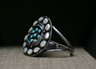 Vintage Native American Navajo Sterling Silver Turquoise Cluster Cuff Bracelet 3