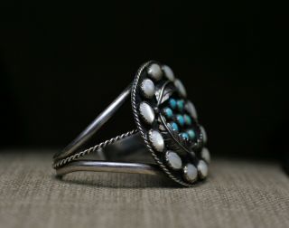 Vintage Native American Navajo Sterling Silver Turquoise Cluster Cuff Bracelet 6