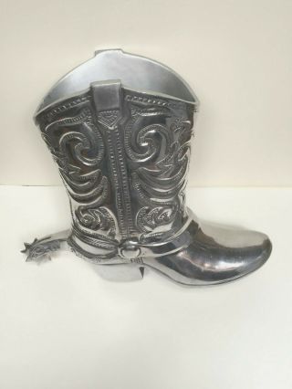 Impressive Vintage Large Heavy Cast Metal Cowboy Boot By Towle Silversmiths