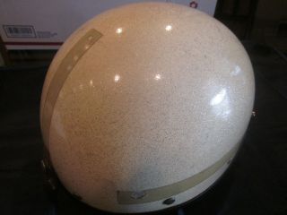 Vintage 1968 Bell Toptex Shorty Pearl White Metalflake Helmet Size 7 1/4,  Visors 2